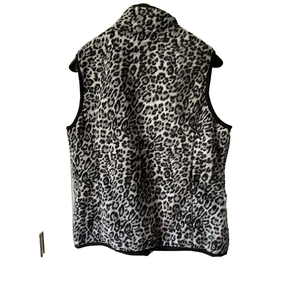 Sears Missy Reversible Leopard Print Black Vest NWT Fall Winter XL - Picture 2 of 4